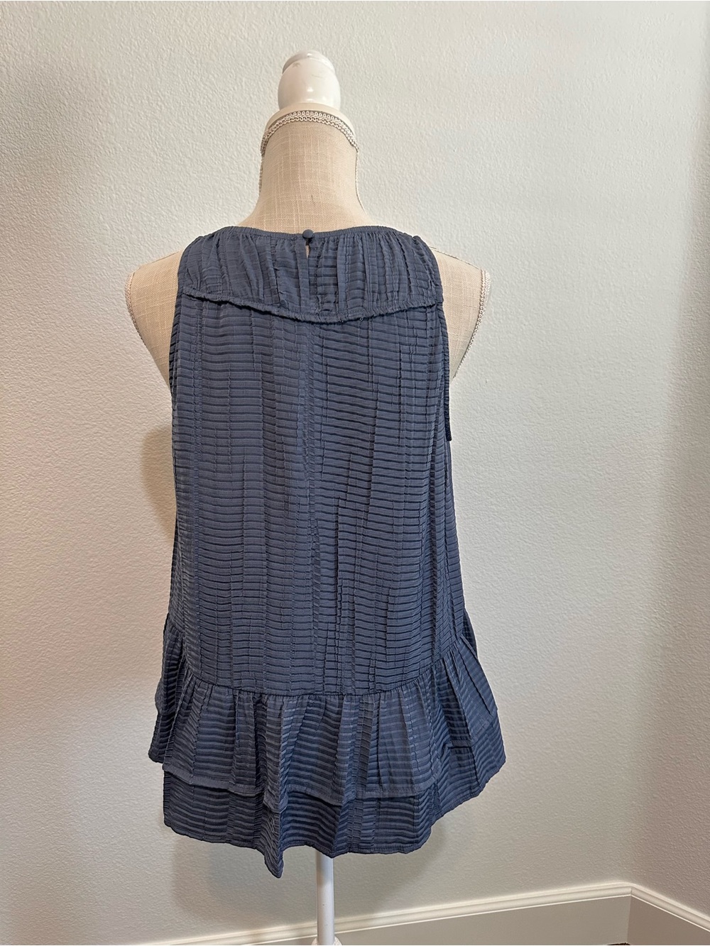Current Air Blue Textured Ruffle-Hem Tank - Picture 3 of 7